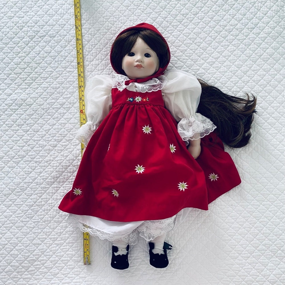 Red Riding Hood Porcelain Doll - Picture 3 of 7